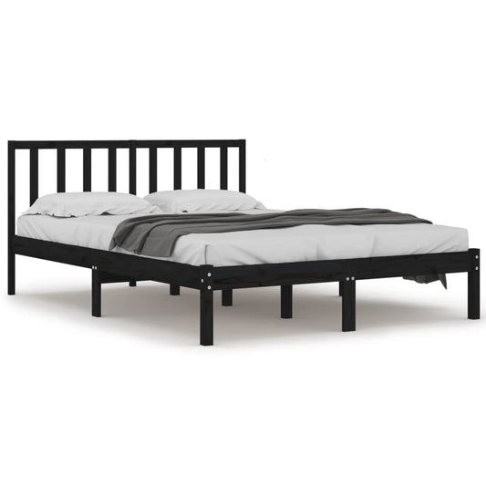 Bed Frame without Mattress Black Solid Wood Pine Bed Frame without Mattress Black Solid Wood Pine