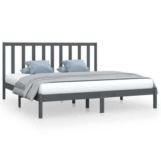 Bed Frame without Mattress Grey Solid Wood Pine 200x200 cm Bed Frame without Mattress Grey Solid Wood Pine 200x200 cm