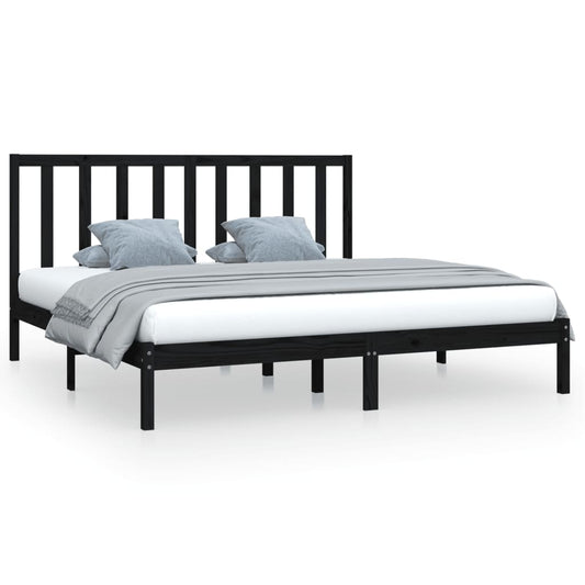 Bed Frame without Mattress Black Solid Wood Pine 200x200 cm Bed Frame without Mattress Black Solid Wood Pine 200x200 cm
