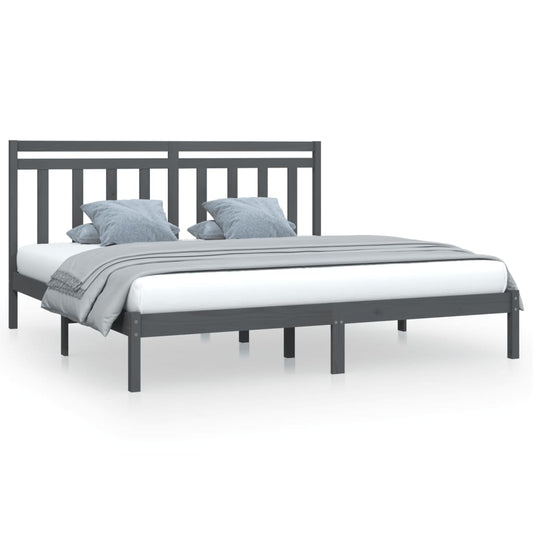 Bed Frame without Mattress Grey 200x200 cm Solid Wood Bed Frame without Mattress Grey 200x200 cm Solid Wood