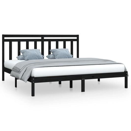 Bed Frame | Black | Solid pine wood | 200 x 200 cm | Durable | Bed Frame Bed Frame | Black | Solid pine wood | 200 x 200 cm | Durable | Bed Frame
