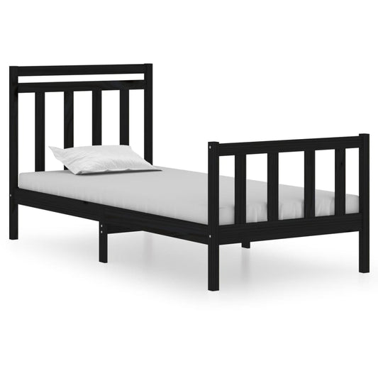 Bed Frame without Mattress Black 75x190 cm Small Single Solid Wood Bed Frame without Mattress Black 75x190 cm Small Single Solid Wood