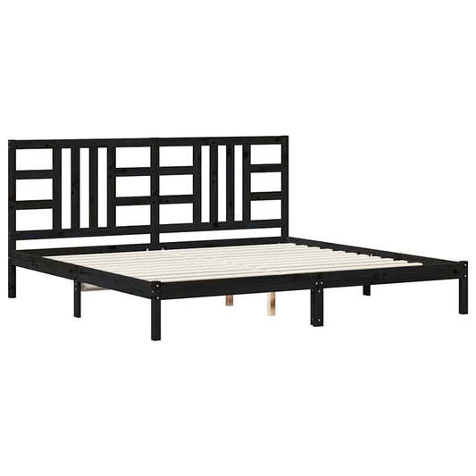 Bed Frame without Mattress Black 200x200 cm Solid Wood Bed Frame without Mattress Black 200x200 cm Solid Wood
