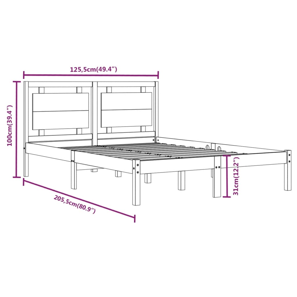 Bed Frame without Mattress White 120x200 cm Solid Wood