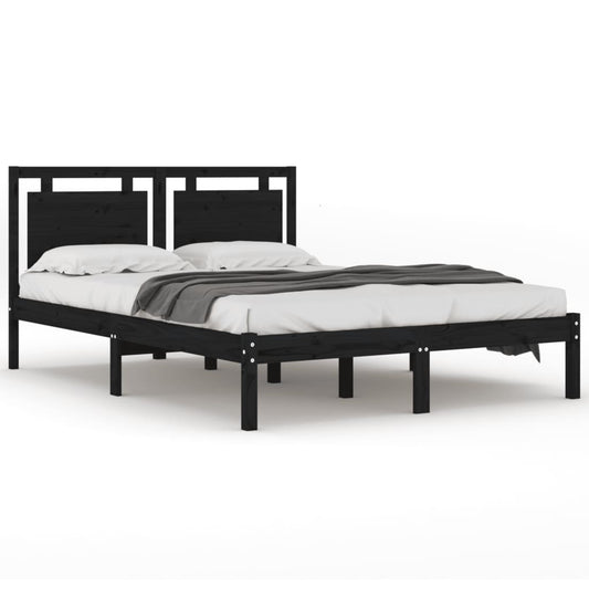 Bed Frame without Mattress Black 200x200 cm Solid Wood Bed Frame without Mattress Black 200x200 cm Solid Wood