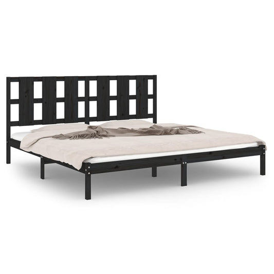 Bed Frame without Mattress Black 200x200 cm Solid Wood Pine Bed Frame without Mattress Black 200x200 cm Solid Wood Pine