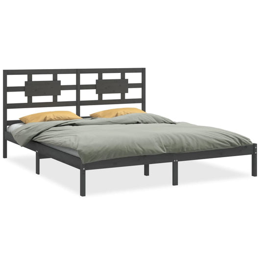 Bed Frame without Mattress Grey 200x200 cm Solid Wood Bed Frame without Mattress Grey 200x200 cm Solid Wood