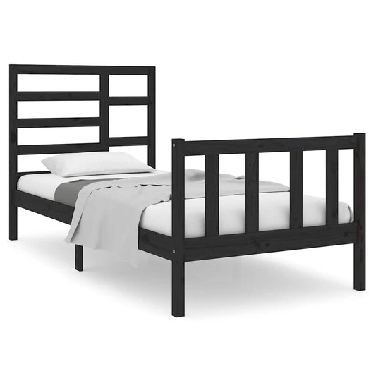 Bed Frame without Mattress Black Solid Wood 75x190 cm Small Single Bed Frame without Mattress Black Solid Wood 75x190 cm Small Single
