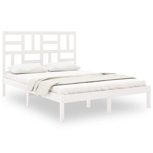 Bed Frame | White | Solid pine wood, plywood slats | Double | Sturdy Bed Frame | White | Solid pine wood, plywood slats | Double | Sturdy