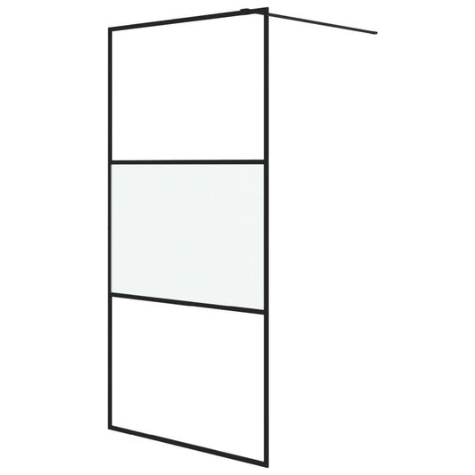 Walk-in Shower Wall Black 100x195 cm Half Frosted ESG Glass Walk-in Shower Wall Black 100x195 cm Half Frosted ESG Glass