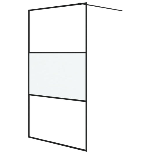 Walk-in Shower Wall Black 115x195 cm Half Frosted ESG Glass Walk-in Shower Wall Black 115x195 cm Half Frosted ESG Glass