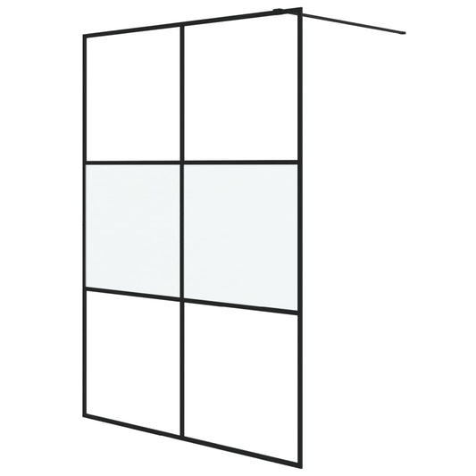 Walk-in Shower Wall Black 140x195 cm Half Frosted ESG Glass Walk-in Shower Wall Black 140x195 cm Half Frosted ESG Glass