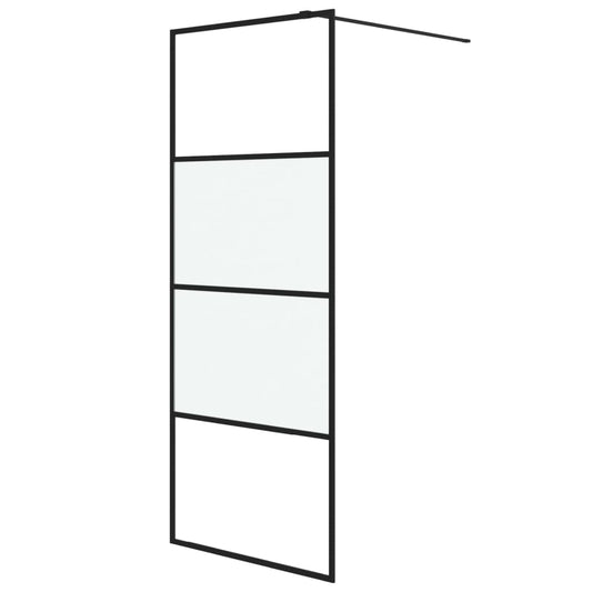 Walk-in Shower Wall Black 80x195 cm Half Frosted ESG Glass Walk-in Shower Wall Black 80x195 cm Half Frosted ESG Glass