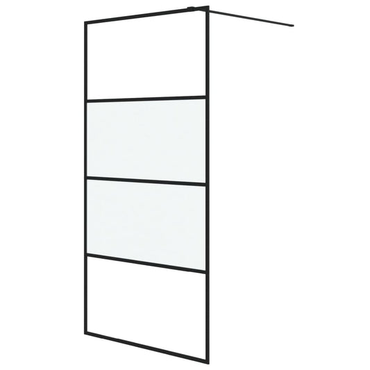 Walk-in Shower Wall Black 100x195 cm Half Frosted ESG Glass Walk-in Shower Wall Black 100x195 cm Half Frosted ESG Glass