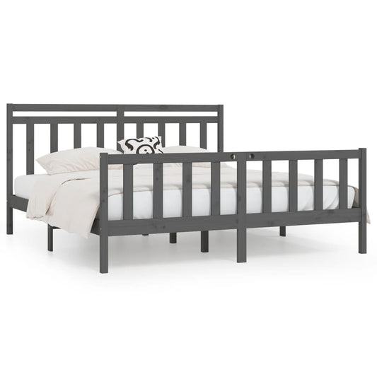 Bed Frame without Mattress Grey Solid Wood Pine 200x200 cm Bed Frame without Mattress Grey Solid Wood Pine 200x200 cm