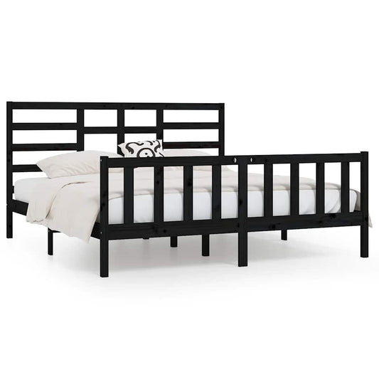 Bed Frame | Black | Solid pine wood for frame, plywood for slats Bed Frame | Black | Solid pine wood for frame, plywood for slats
