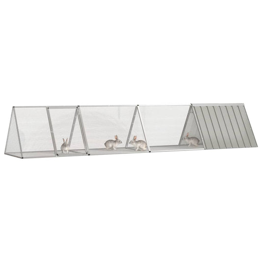 Rabbit Cage Grey 403.5x80.5x71 cm Galvanised Steel Rabbit Cage Grey 403.5x80.5x71 cm Galvanised Steel