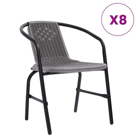 Garden Chairs 8 pcs Plastic Rattan and Steel 110 kg Garden Chairs 8 pcs Plastic Rattan and Steel 110 kg