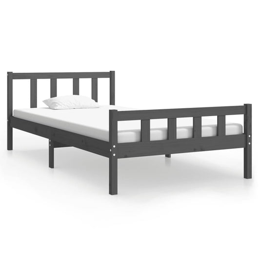 Bed Frame | Grey | Solid pine wood, Plywood slats | Single | Durable Bed Frame | Grey | Solid pine wood, Plywood slats | Single | Durable