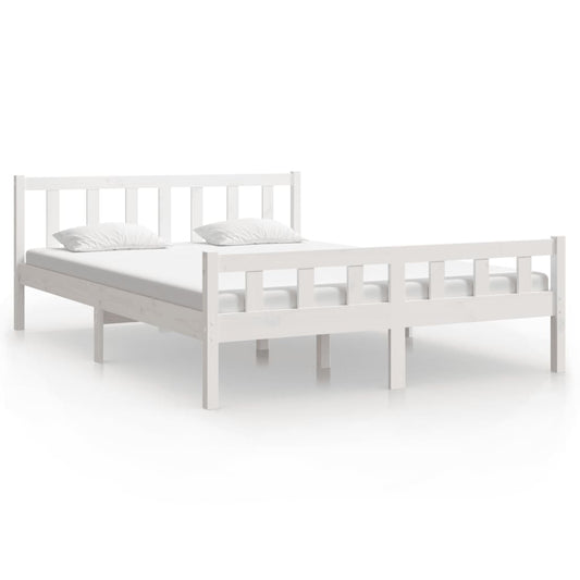 Bed Frame | White | Solid Pine Wood | King Size | Durable | Bed Frame Bed Frame | White | Solid Pine Wood | King Size | Durable | Bed Frame