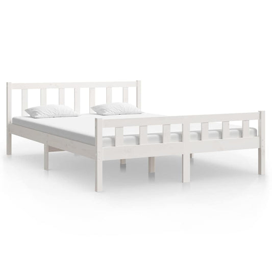 Bed Frame without Mattress White Solid Wood King Size Bed Frame without Mattress White Solid Wood King Size
