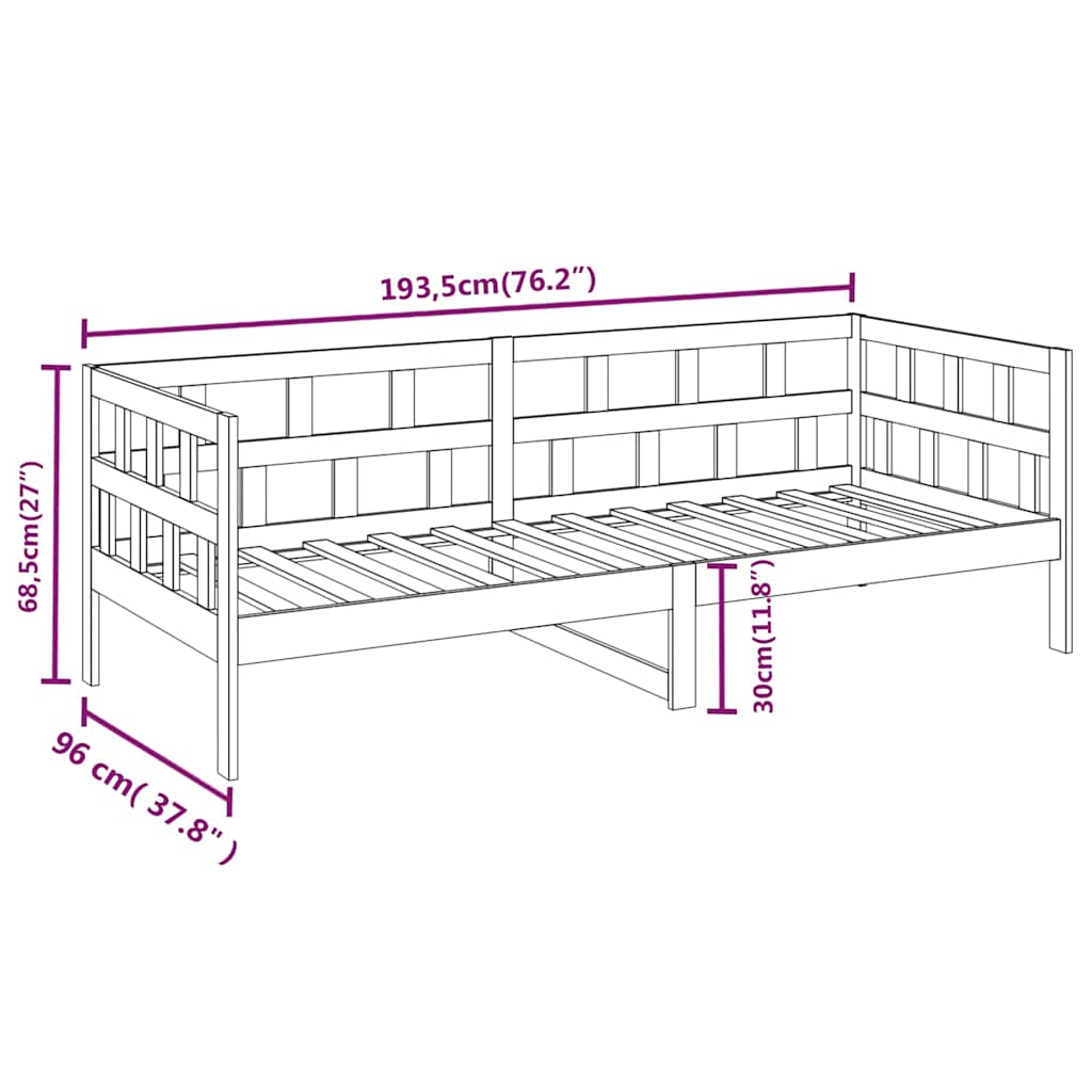 Day Bed without Mattress Solid Wood Pine 90x190 cm