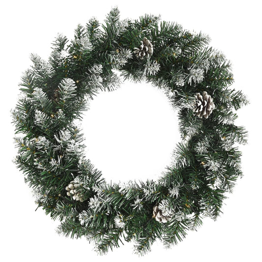Christmas Wreath with LED Lights Green 60 cm PVC Christmas Wreath with LED Lights Green 60 cm PVC