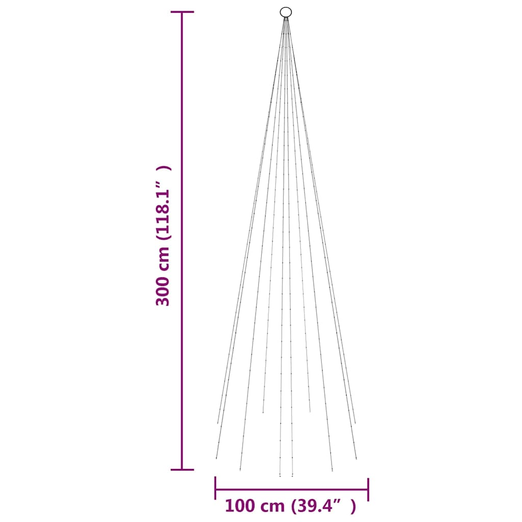 343523 vidaXL Christmas Tree on Flagpole Cold white 310 LEDs 300 cm