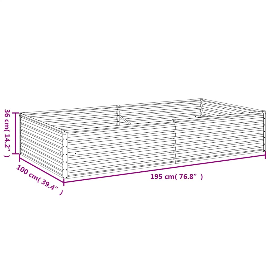 Garden Raised Bed 195 x 100 x 36 cm