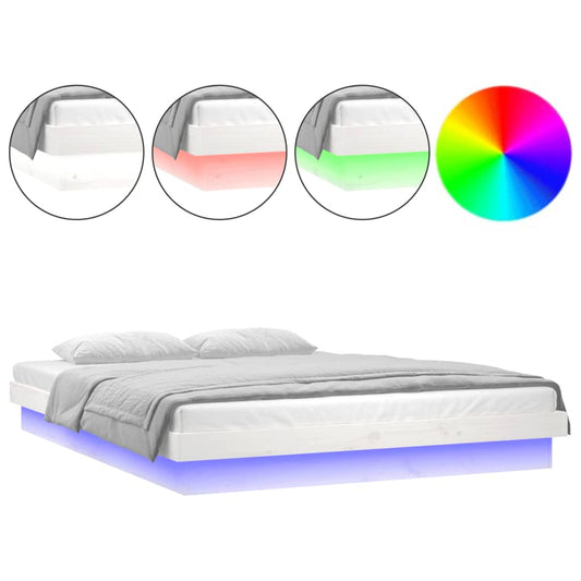 LED Bed Frame without Mattress White Super King Solid Wood LED Bed Frame without Mattress White Super King Solid Wood