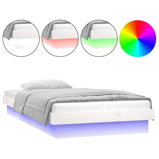 LED Bed Frame without Mattress White Single Solid Wood LED Bed Frame without Mattress White Single Solid Wood