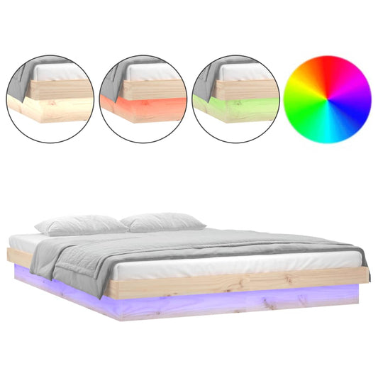 LED Bed Frame without Mattress 140x190 cm Solid Wood LED Bed Frame without Mattress 140x190 cm Solid Wood