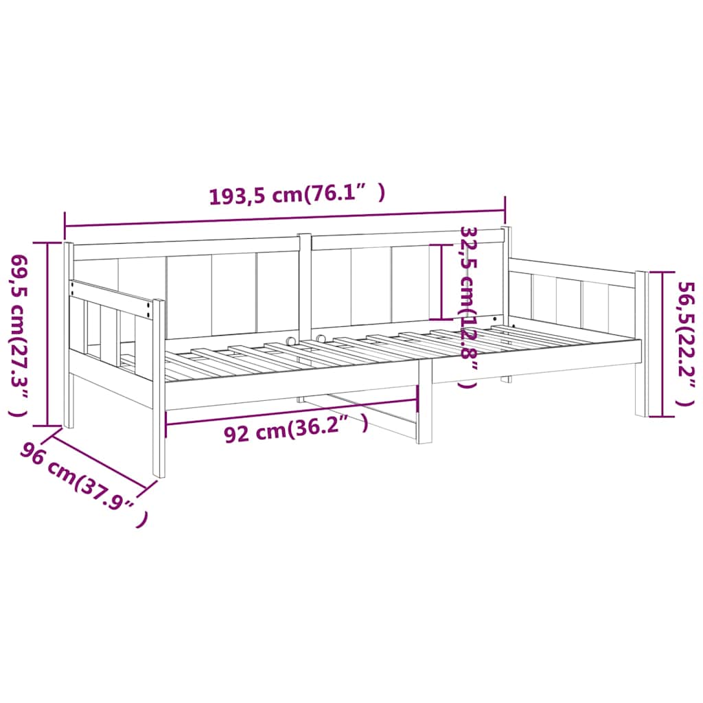 Day Bed without Mattress Honey Brown Solid Wood Pine 90x190 cm