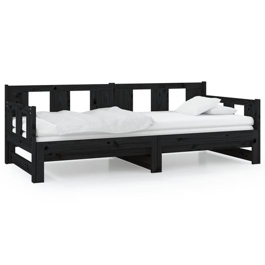 Pull-out Day Bed | Black | Solid pine wood | 2x Pull-out Day Bed | Black | Solid pine wood | 2x
