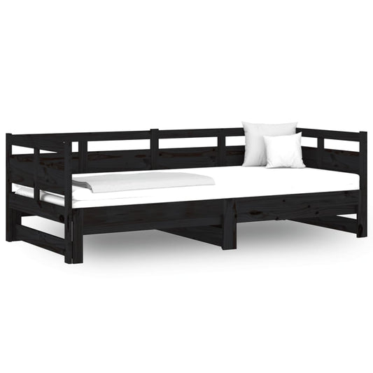 Pull-out Day Bed without Mattress Black 2x(80x200) cm Pull-out Day Bed without Mattress Black 2x(80x200) cm