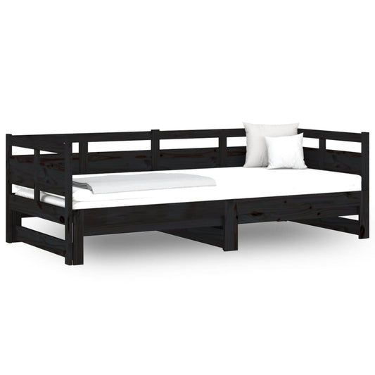 Pull-out Day Bed | Black | Solid pine wood | Double size Pull-out Day Bed | Black | Solid pine wood | Double size