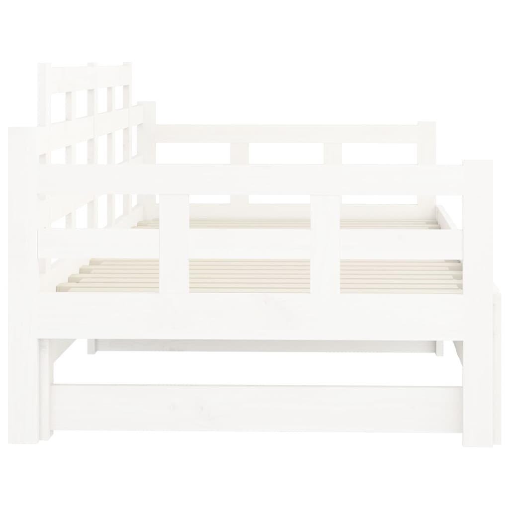 Pull-out Day Bed without Mattress White Solid Wood Pine 80x200 cm