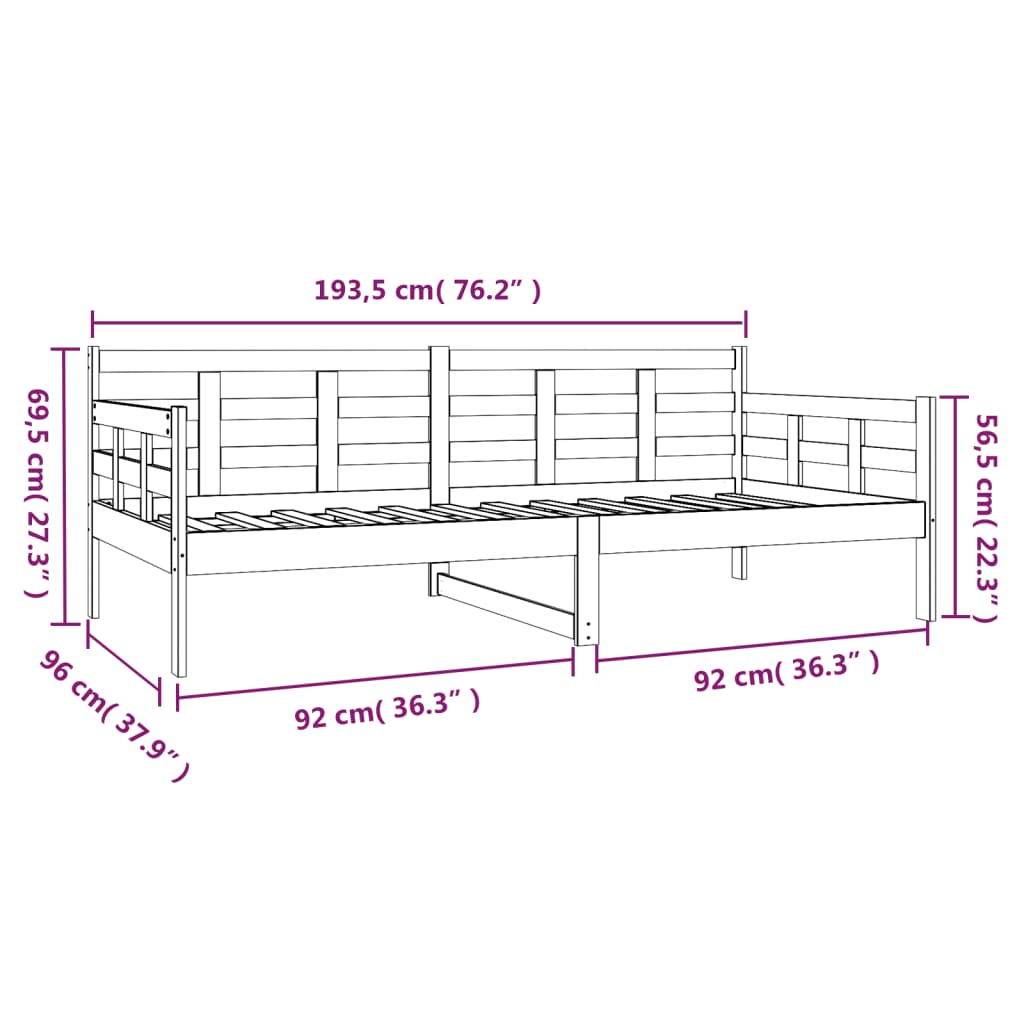 Day Bed | Natural Pine | Solid Pine Wood | Single size