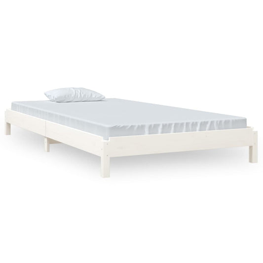 Stack Bed without Mattress White 100x200 cm Solid Wood Pine Stack Bed without Mattress White 100x200 cm Solid Wood Pine