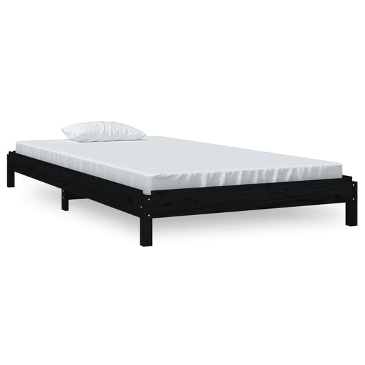 Stack Bed without Mattress Black 80x200 cm Solid Wood Pine Stack Bed without Mattress Black 80x200 cm Solid Wood Pine