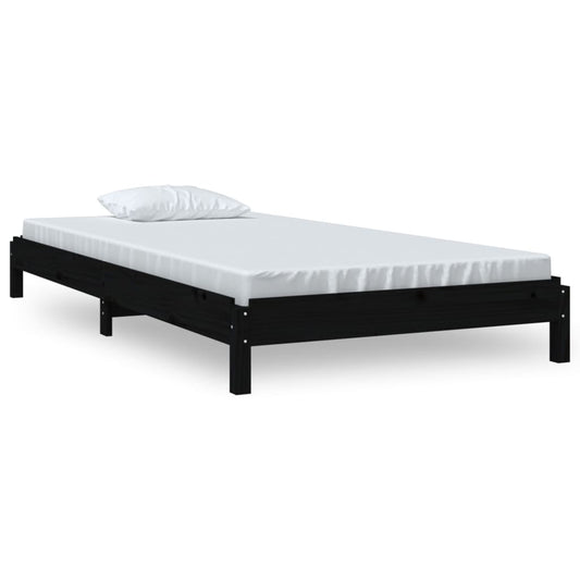 Stack Bed without Mattress Black 75x190 cm Small Single Solid Wood Pine Stack Bed without Mattress Black 75x190 cm Small Single Solid Wood Pine