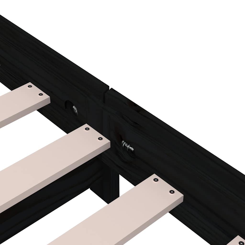 Stack Bed without Mattress Black 75x190 cm Solid Wood Pine