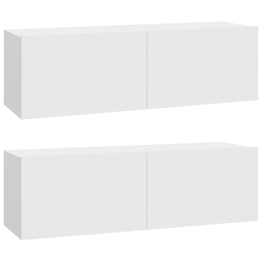 Wall TV Cabinets 2 pcs White 100x30x30 cm Engineered Wood Wall TV Cabinets 2 pcs White 100x30x30 cm Engineered Wood