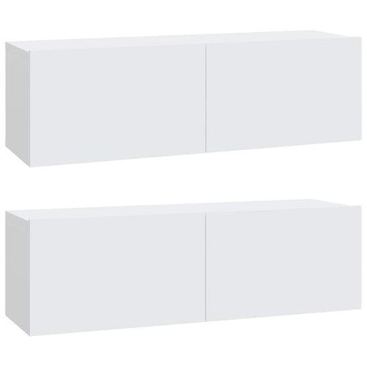 2 Piece Wall-mounted TV Cabinet Set White 100x30x30 cm Engineered Wood 2 Piece Wall-mounted TV Cabinet Set White 100x30x30 cm Engineered Wood