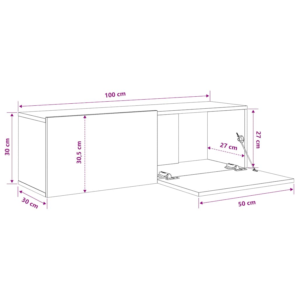 Wall TV Cabinets 2 pcs White 100x30x30 cm Engineered Wood