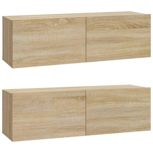 Wall TV Cabinets 2 pcs Sonoma Oak 100x30x30 cm Engineered Wood Wall TV Cabinets 2 pcs Sonoma Oak 100x30x30 cm Engineered Wood