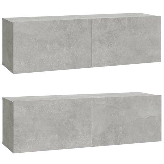Wall TV Cabinets 2 pcs Concrete Grey 100x30x30 cm Engineered Wood Wall TV Cabinets 2 pcs Concrete Grey 100x30x30 cm Engineered Wood