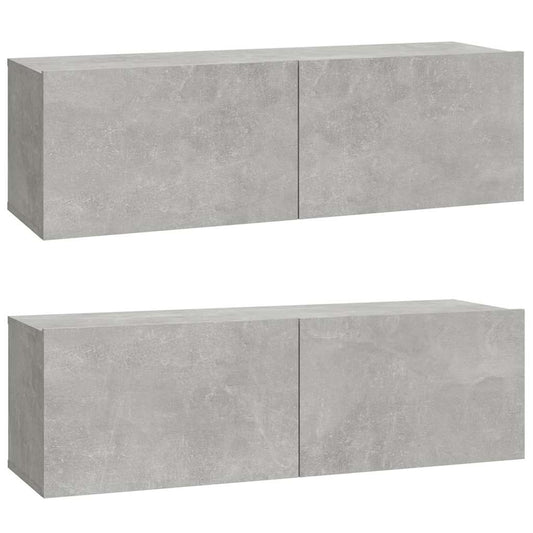 2 Piece Wall-mounted TV Cabinet Set Concrete Grey 100x30x30 cm 2 Piece Wall-mounted TV Cabinet Set Concrete Grey 100x30x30 cm