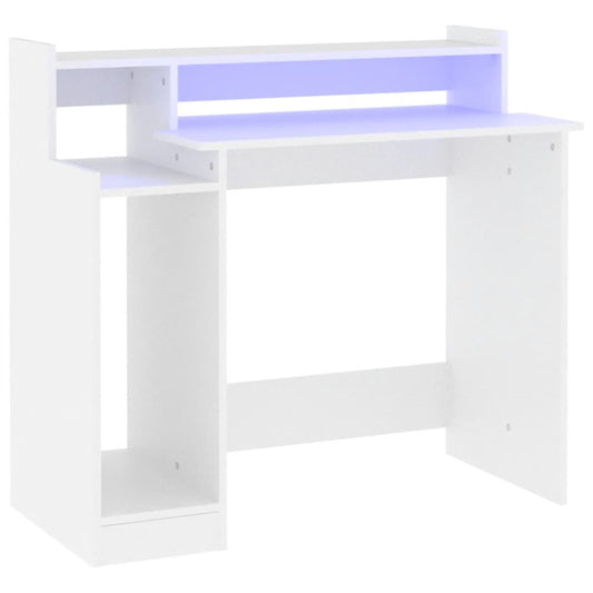 Desk with LED Lights White 97x45x90 cm Engineered Wood Desk with LED Lights White 97x45x90 cm Engineered Wood