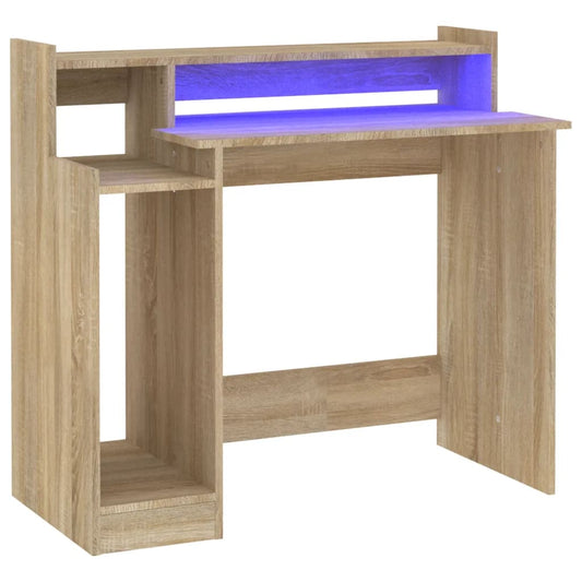 Desk with LED Lights Sonoma Oak 97x45x90 cm Engineered Wood Desk with LED Lights Sonoma Oak 97x45x90 cm Engineered Wood